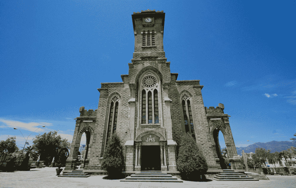 The whole view of Nha Trang Stone Church reveals its timeless, ancient charm